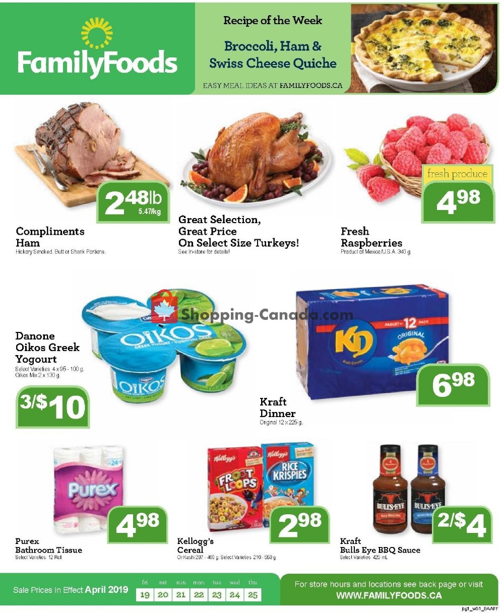 Family Foods flyer from Friday April 19, 2019 to Thursday April 25, 2019 - page 1