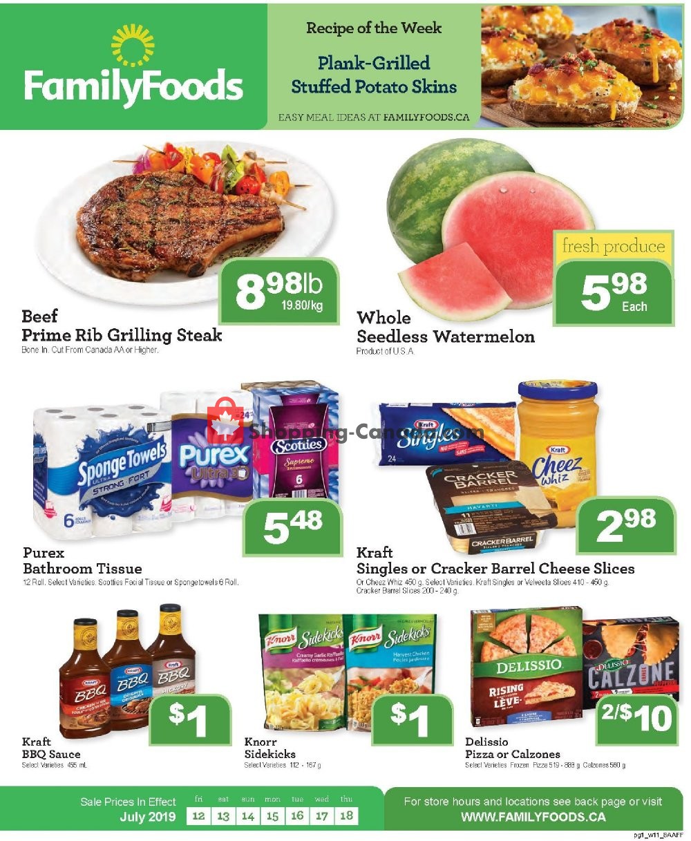 Family Foods flyer from Friday July 12, 2019 to Thursday July 18, 2019 - page 1