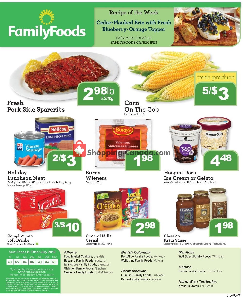 Family Foods flyer from Friday July 19, 2019 to Thursday July 25, 2019 - page 1