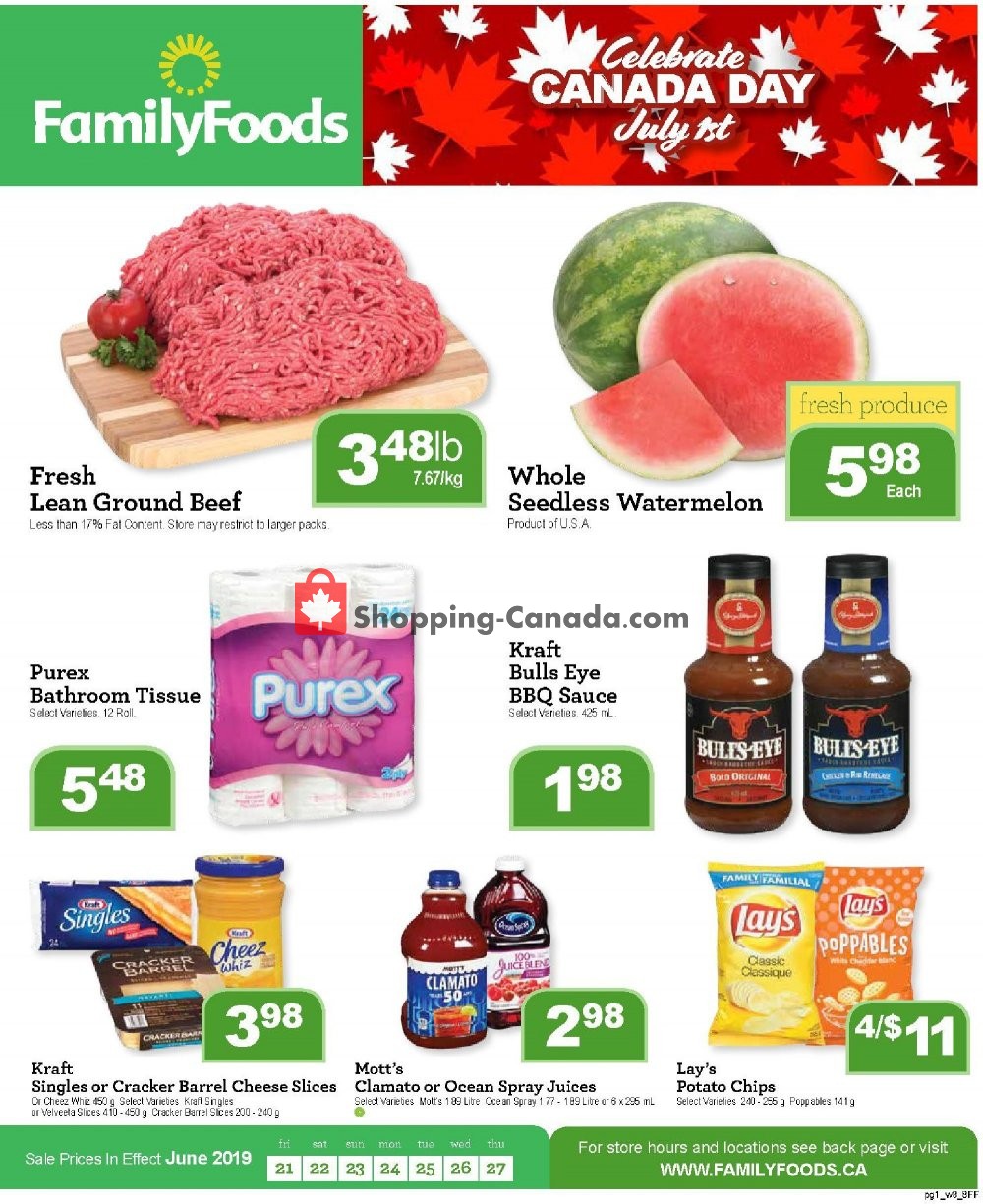 Family Foods flyer from Friday June 21, 2019 to Thursday June 27, 2019 - page 1