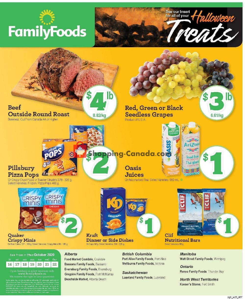Family Foods flyer from Saturday October 17, 2020 to Thursday October 22, 2020 - page 1