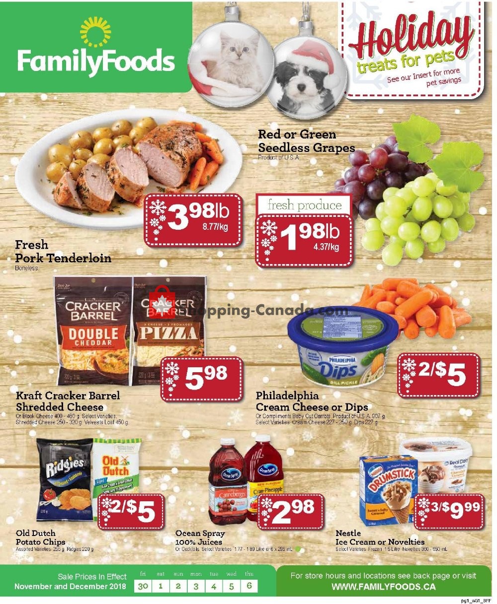 Family Foods flyer from Friday November 30, 2018 to Thursday December 6, 2018 - page 1