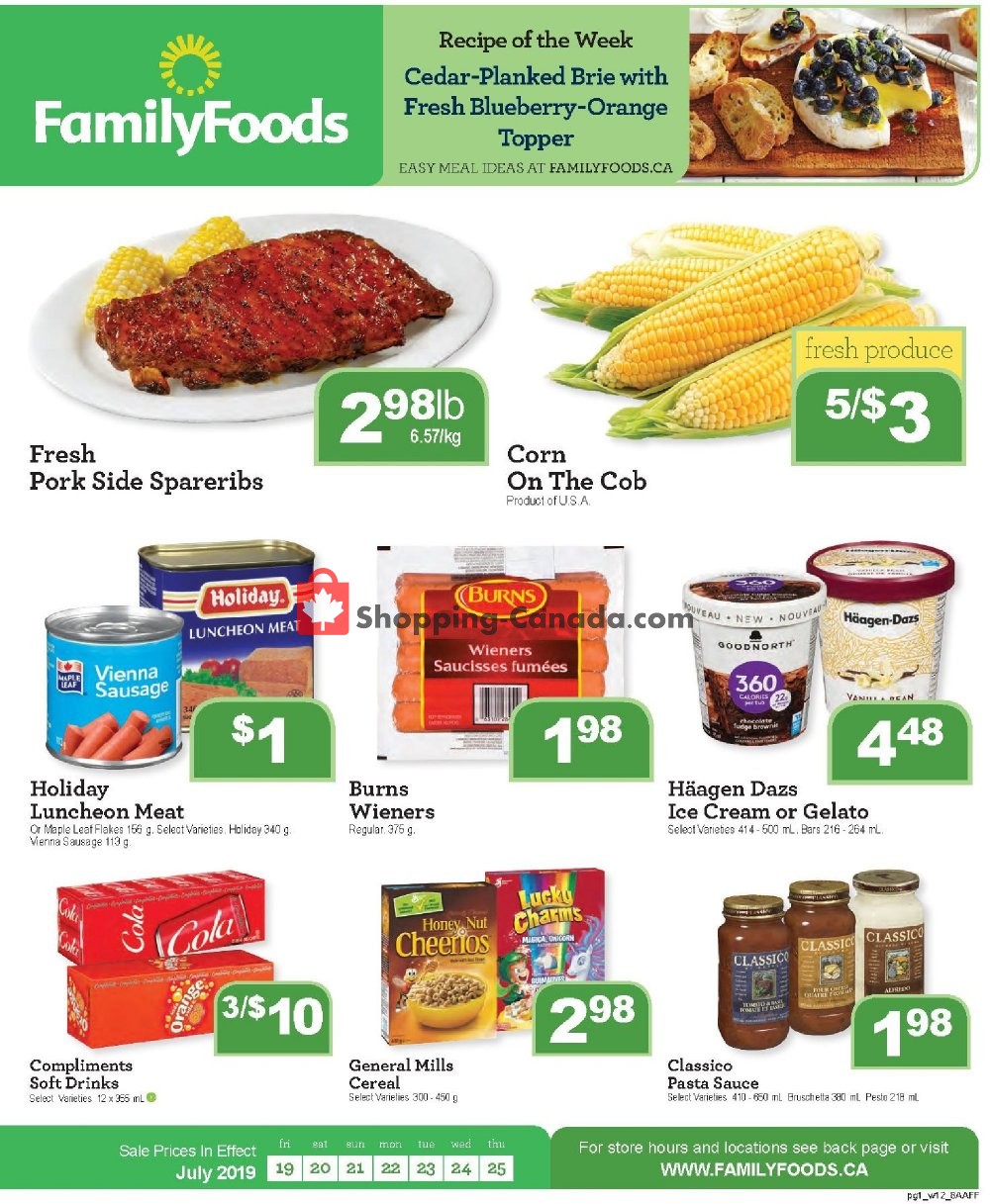 Family Foods flyer from Friday July 19, 2019 to Thursday July 25, 2019 - page 1