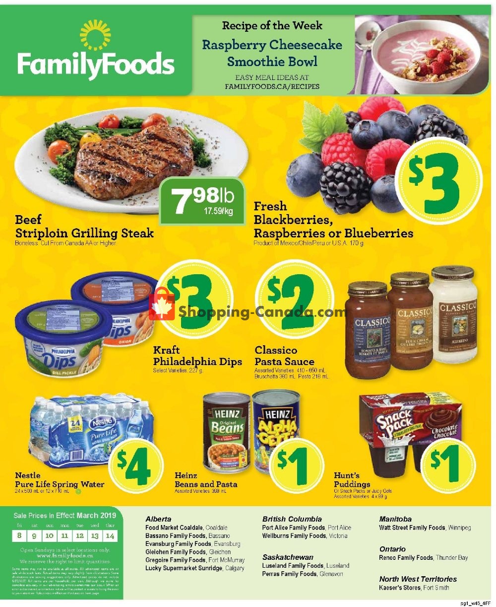 Family Foods flyer from Friday March 8, 2019 to Thursday March 14, 2019 - page 1