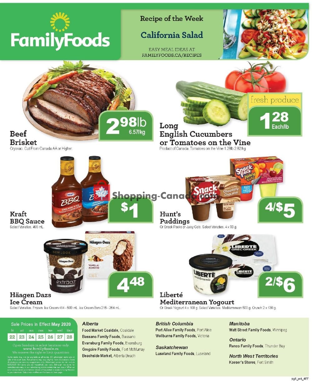 Family Foods flyer from Friday May 22, 2020 to Thursday May 28, 2020 - page 1