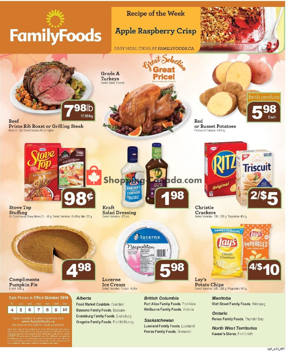 Family Foods flyer from Friday October 4, 2019 to Thursday October 10, 2019 - page 1
