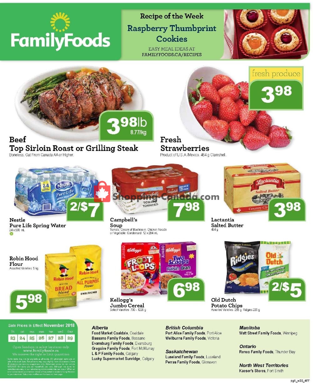 Family Foods flyer from Friday November 23, 2018 to Thursday November 29, 2018 - page 1
