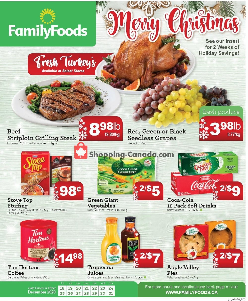 Family Foods flyer from Friday December 18, 2020 to Thursday December 31, 2020 - page 1