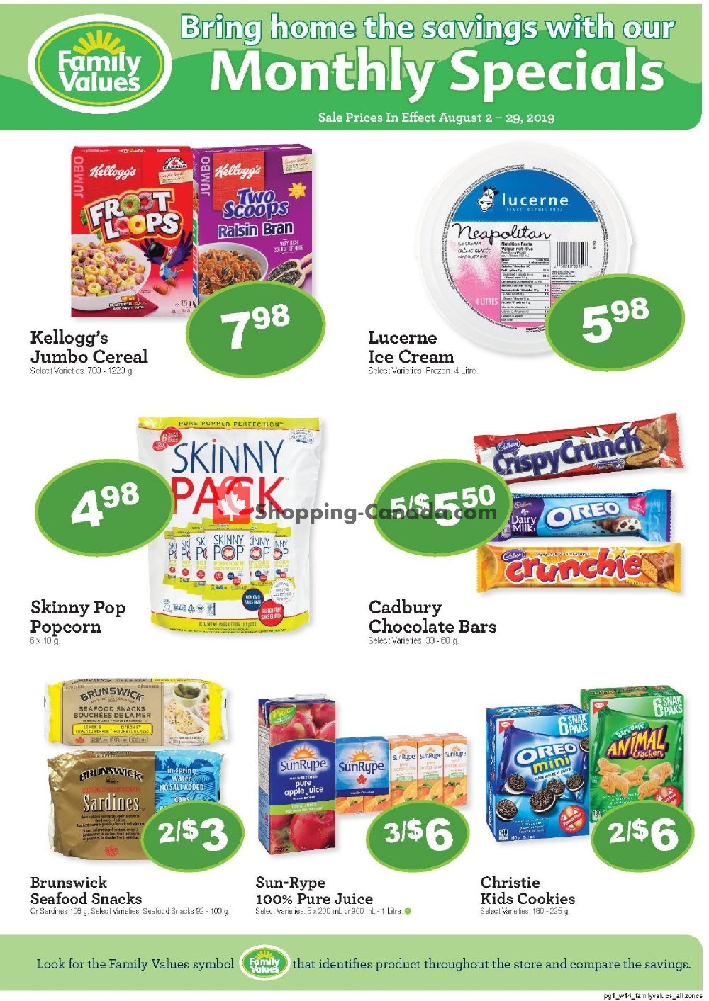 Family Foods flyer from Friday August 2, 2019 to Thursday August 29, 2019 - page 1