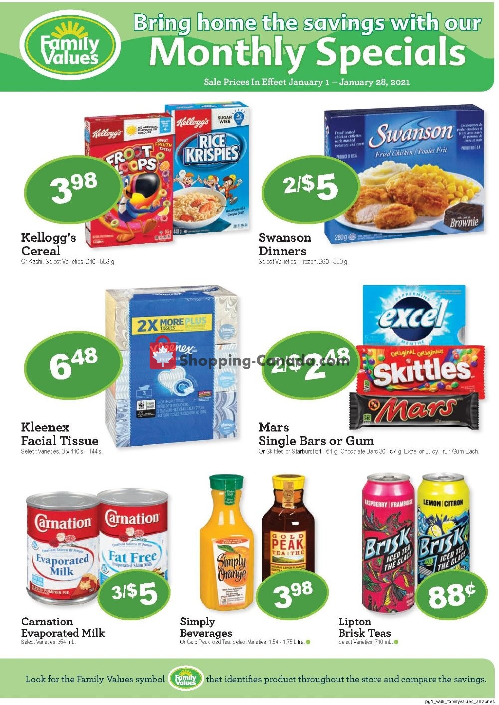 Family Foods Canada, flyer (Monthly Specials) January 1 January 28