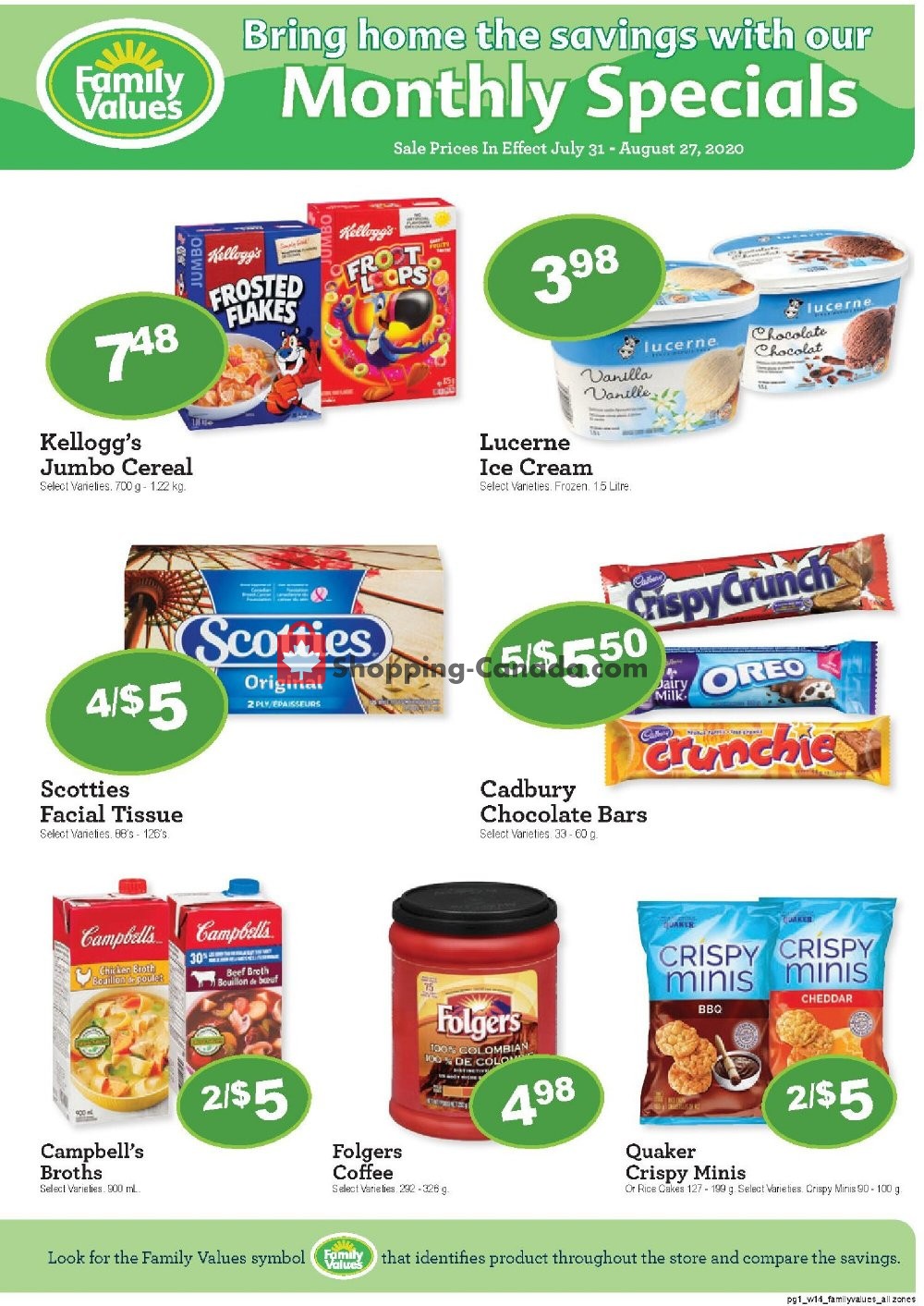 Family Foods flyer from Friday July 31, 2020 to Thursday August 27, 2020 - page 1
