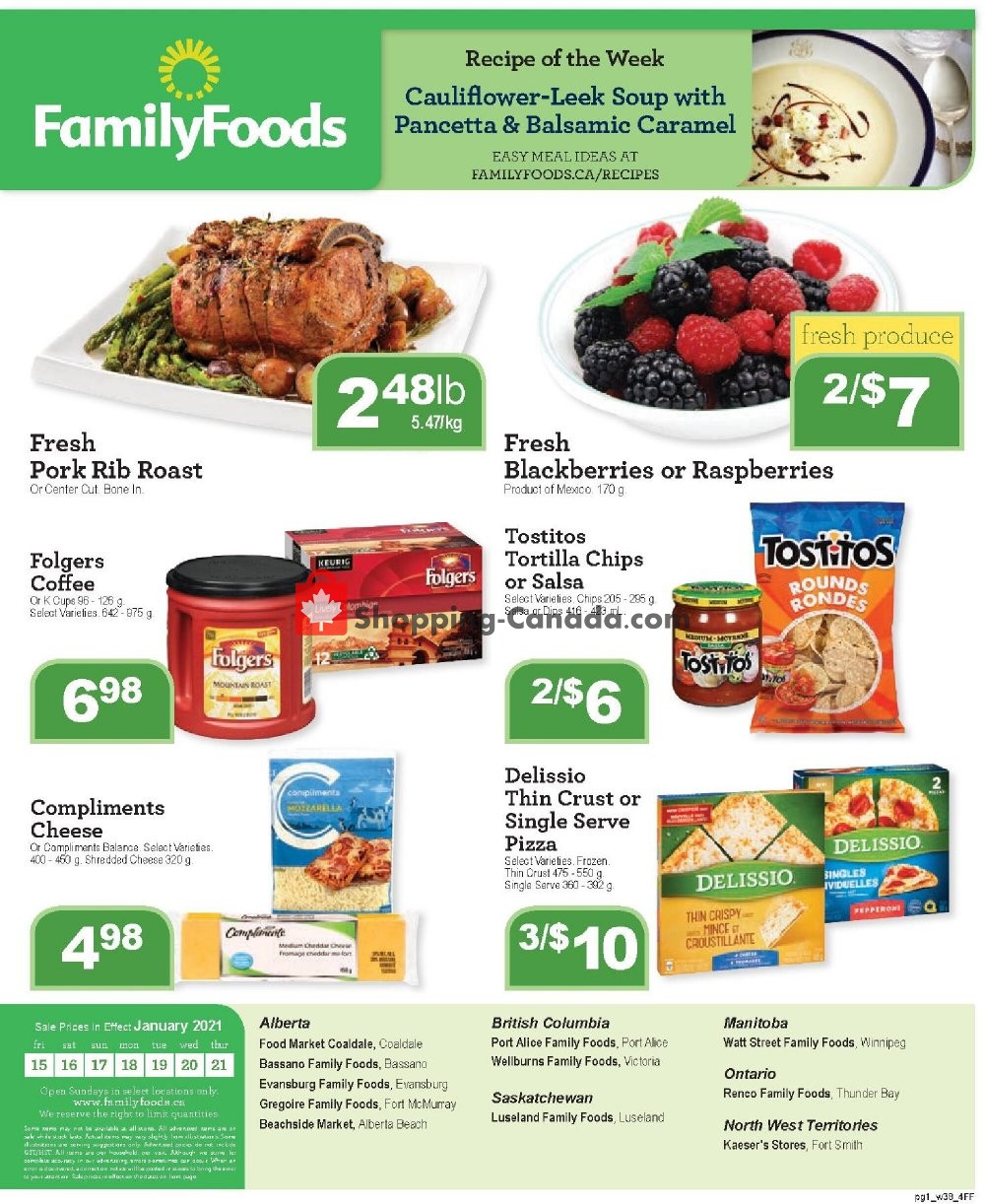 Family Foods flyer from Friday January 15, 2021 to Thursday January 21, 2021 - page 1