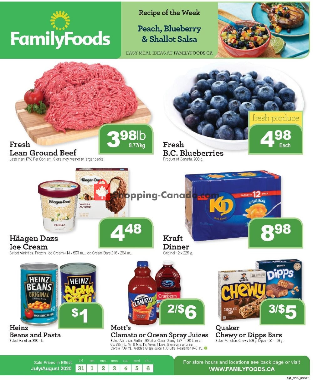 Family Foods flyer from Friday July 31, 2020 to Thursday August 6, 2020 - page 1