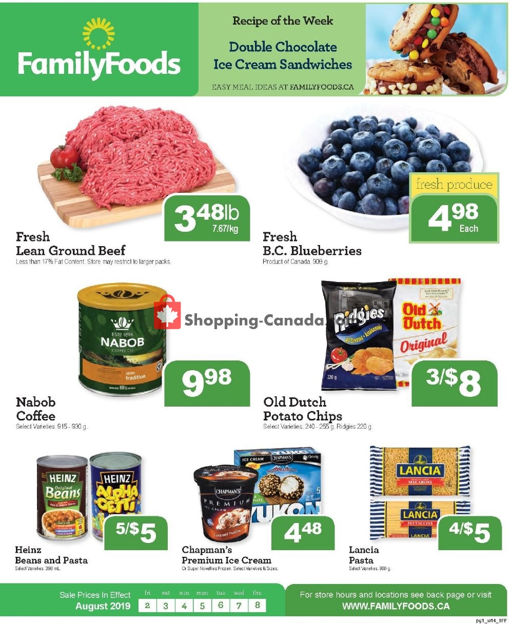 Family Foods flyer from Friday August 2, 2019 to Thursday August 8, 2019 - page 1