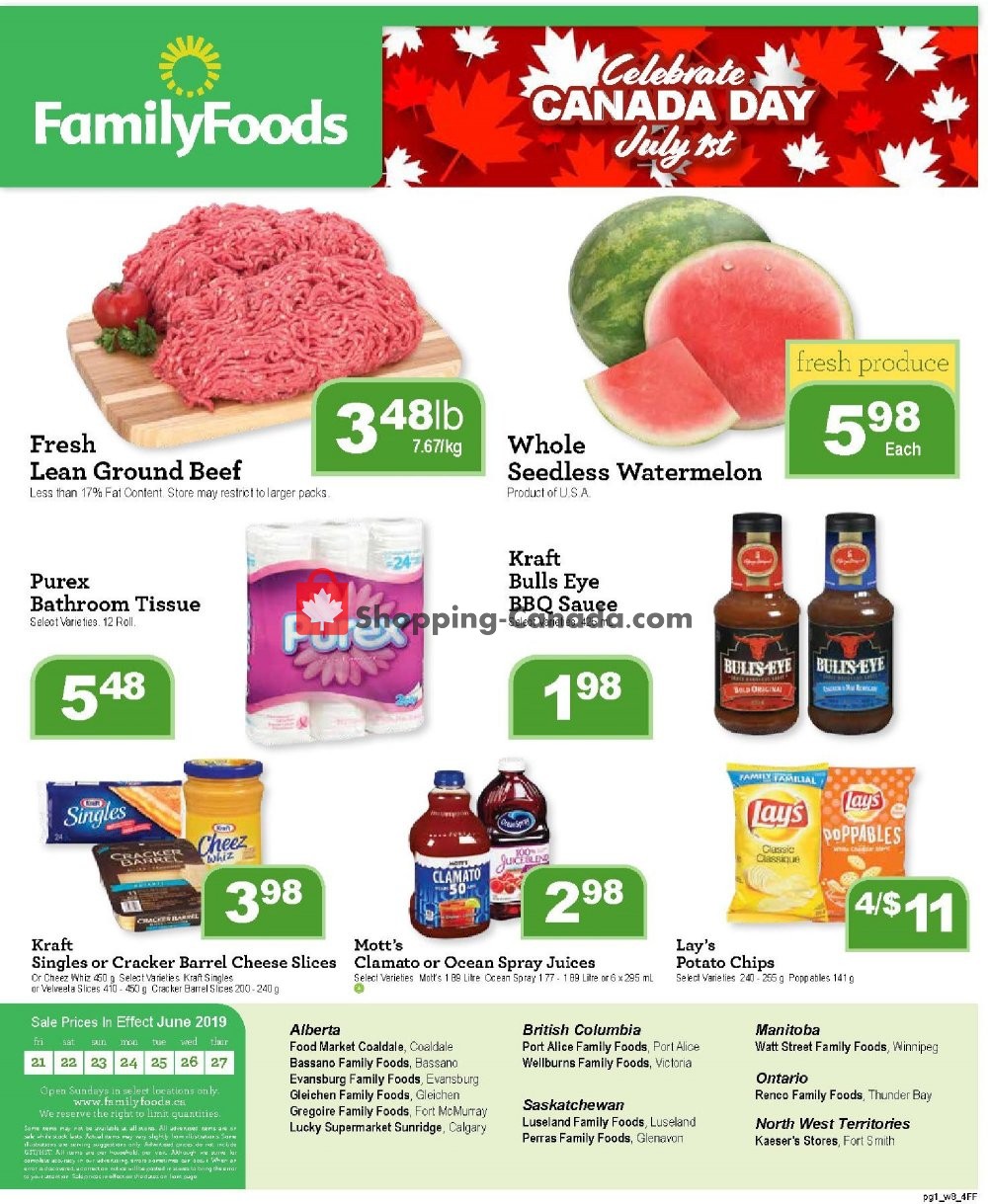 Family Foods flyer from Friday June 21, 2019 to Thursday June 27, 2019 - page 1