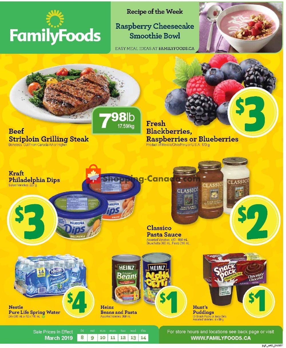 Family Foods flyer from Friday March 8, 2019 to Thursday March 14, 2019 - page 1