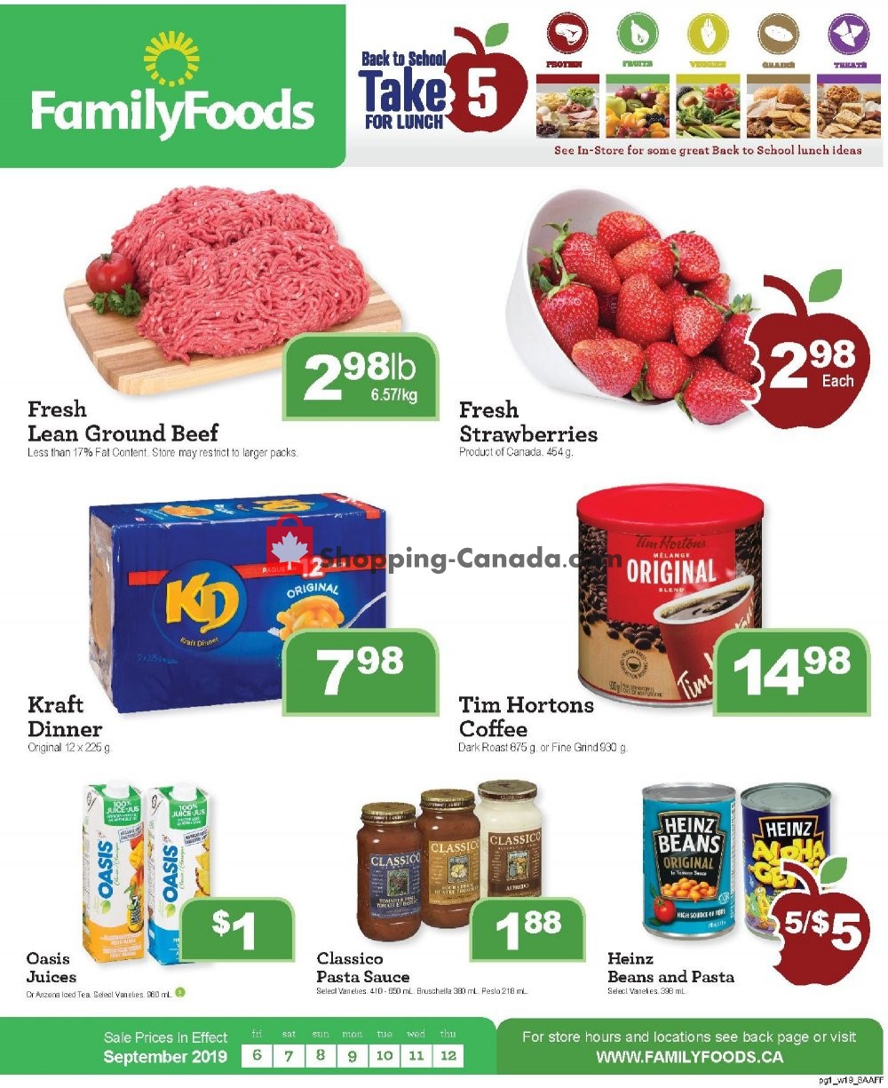 Family Foods flyer from Friday September 6, 2019 to Thursday September 12, 2019 - page 1