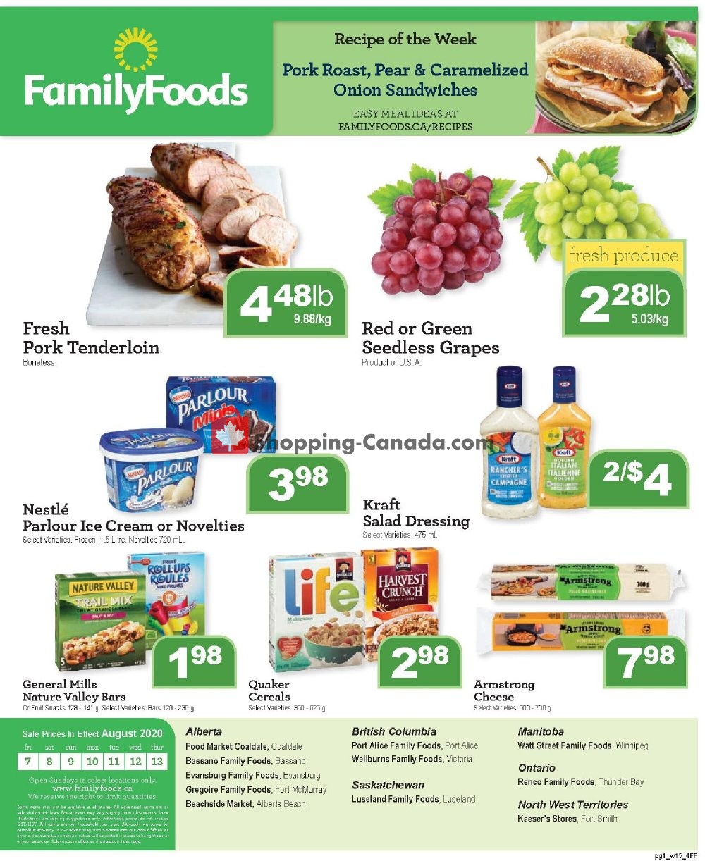 Family Foods flyer from Friday August 7, 2020 to Thursday August 13, 2020 - page 1