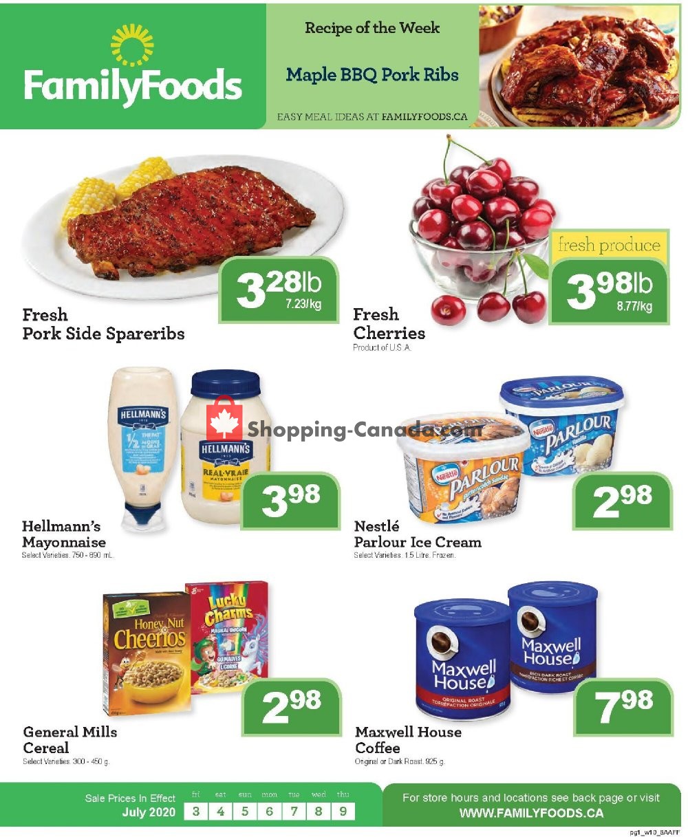Family Foods flyer from Friday July 3, 2020 to Thursday July 9, 2020 - page 1
