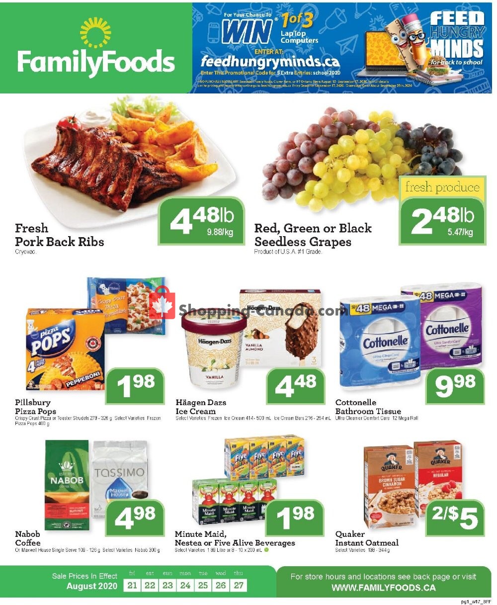 Family Foods Canada, flyer (Weekly Special Offer) August 21 August