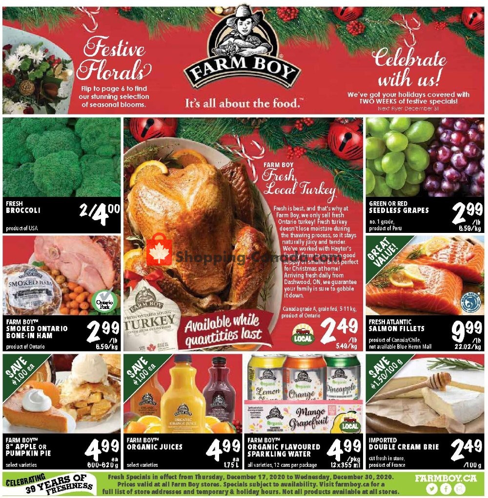 Farm Boy Canada, flyer (Celebrate With Us) December 17 December 30