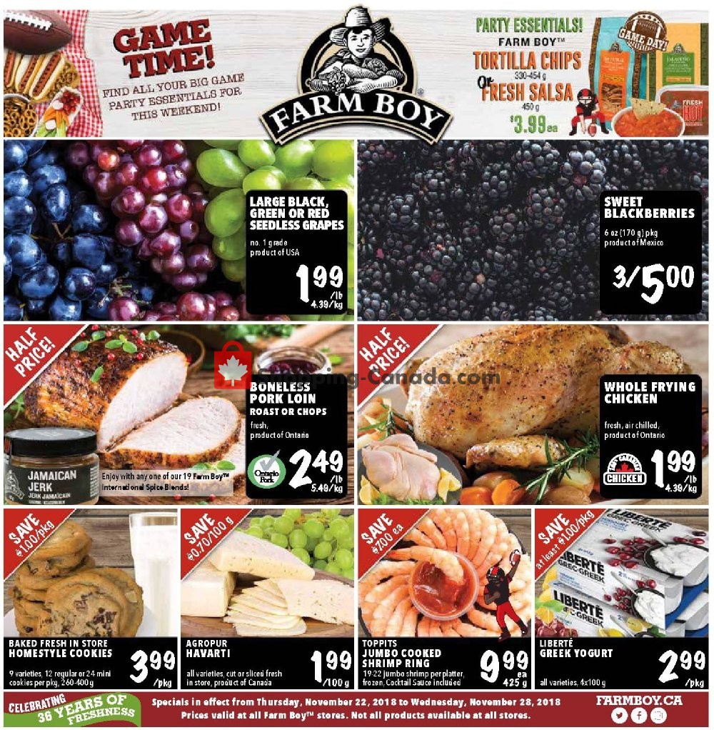 Farm Boy flyer from Thursday November 22, 2018 to Wednesday November 28, 2018 - page 1