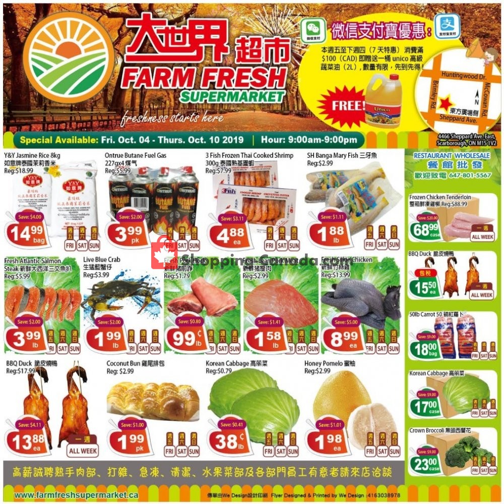 Farm Fresh Supermarkets flyer from Friday October 4, 2019 to Thursday October 10, 2019 - page 1