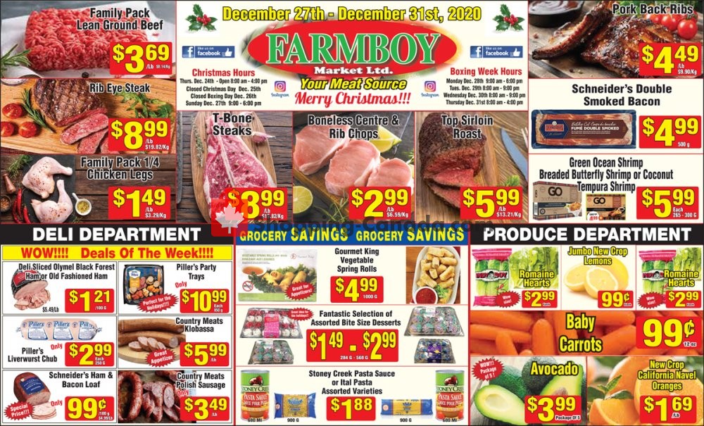 Farmboy Peterborough Canada, flyer (Merry Christmas) December 27 December 31, 2020