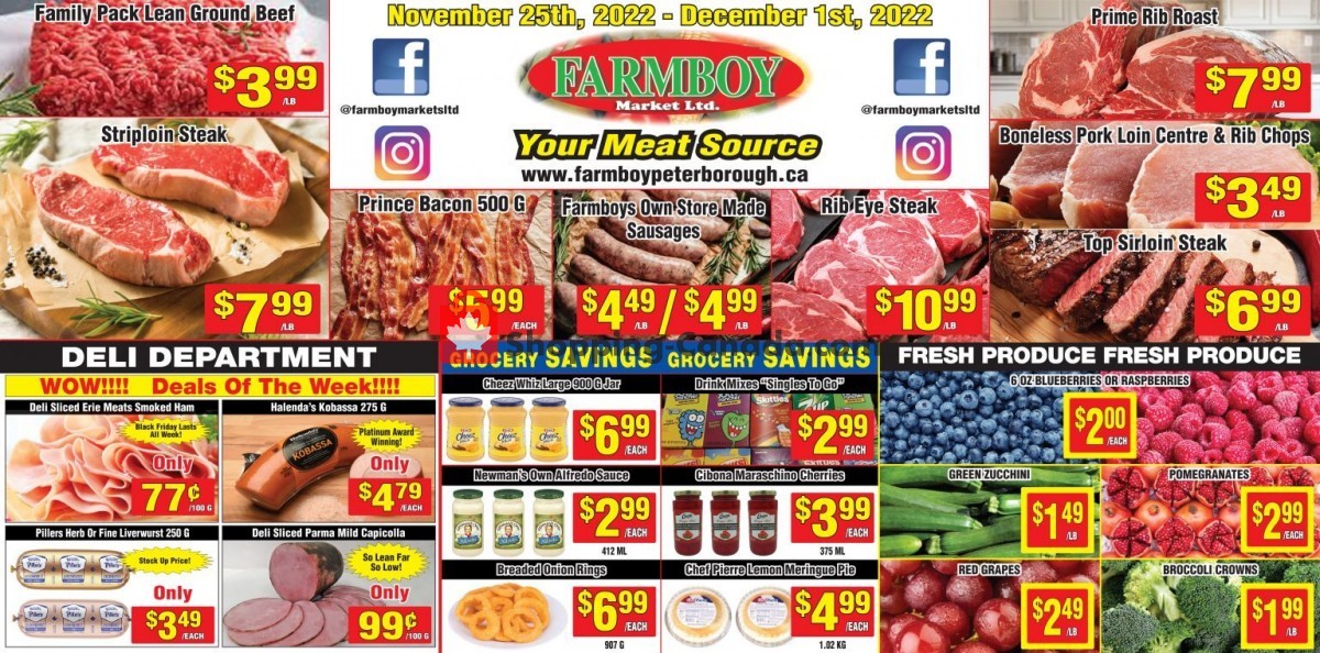 Farmboy Peterborough Canada, flyer (Your Meat Source) November 25 December 1, 2022