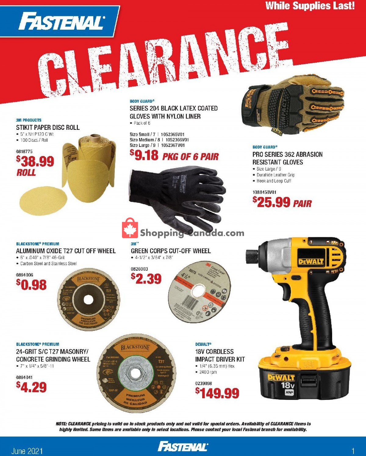 Fastenal Canada, flyer (Clearance Sale) June 1 June 30, 2021