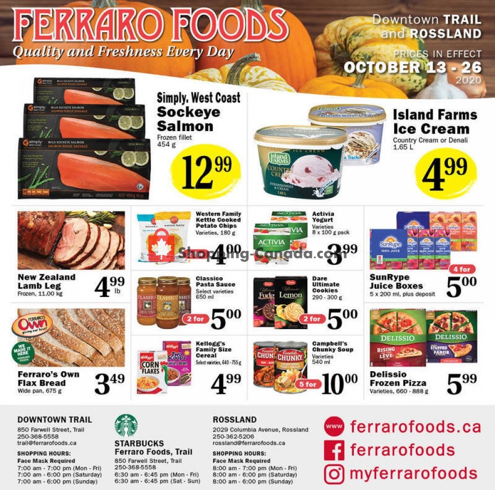 Ferraro Foods flyer from Tuesday October 13, 2020 to Monday October 26, 2020 - page 1