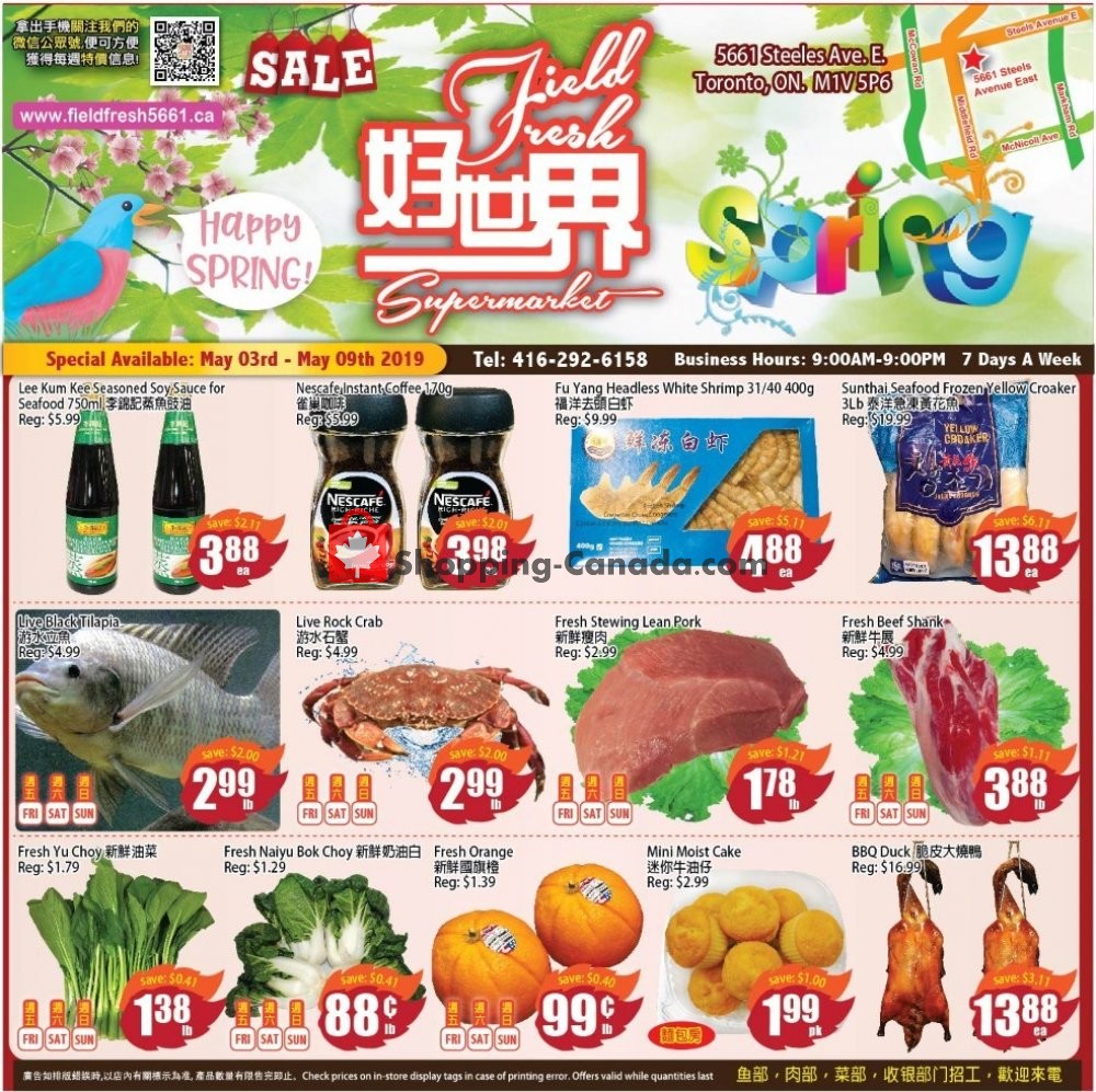Field Fresh Supermarket flyer from Friday May 3, 2019 to Thursday May 9, 2019 - page 1
