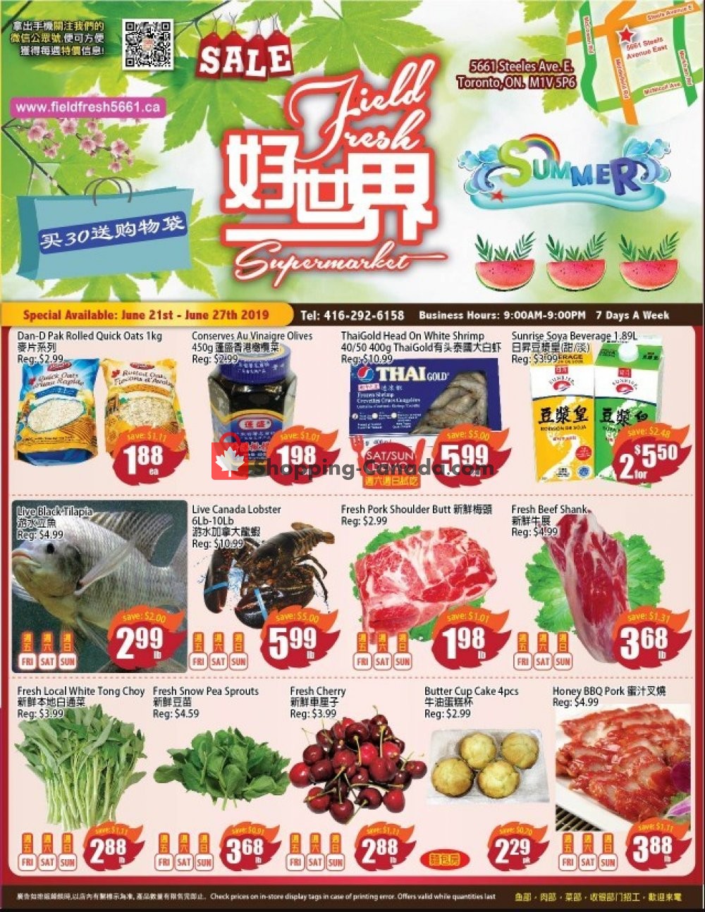 Field Fresh Supermarket flyer from Friday June 21, 2019 to Thursday June 27, 2019 - page 1