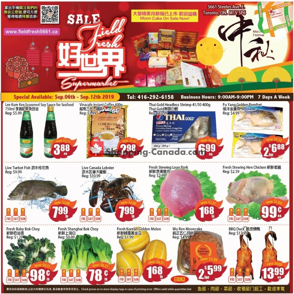 Field Fresh Supermarket flyer from Friday September 6, 2019 to Thursday September 12, 2019 - page 1