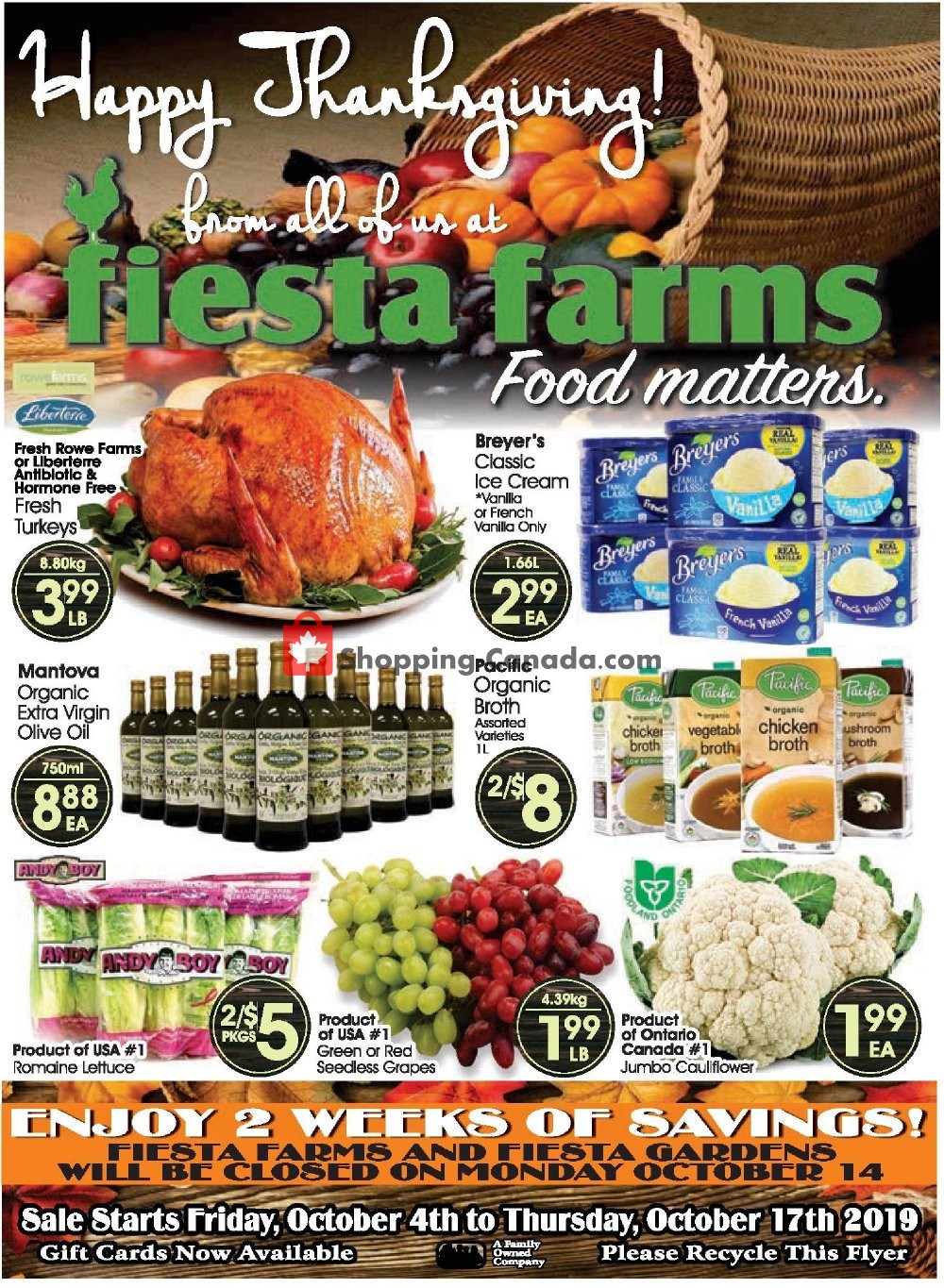 Fiesta Farms flyer from Friday October 4, 2019 to Thursday October 17, 2019 - page 1