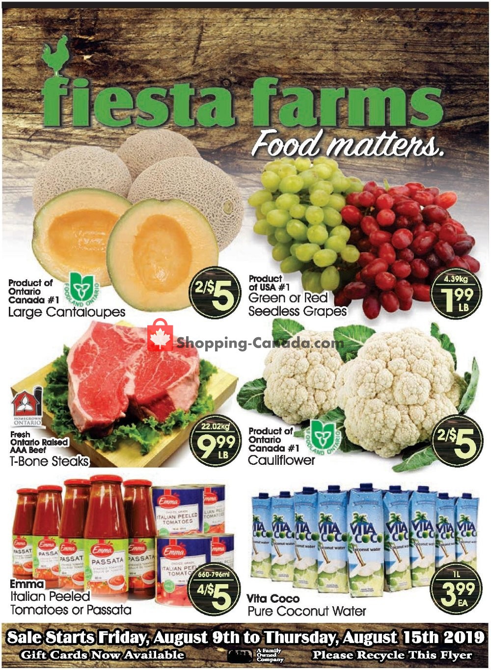Fiesta Farms flyer from Friday August 9, 2019 to Thursday August 15, 2019 - page 1