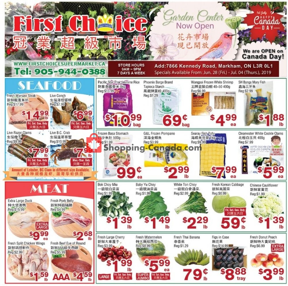 First Choice Supermarket flyer from Friday June 28, 2019 to Thursday July 4, 2019 - page 1