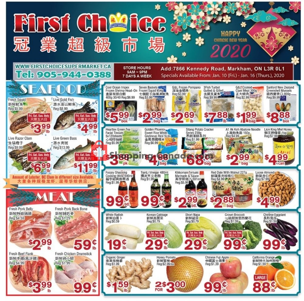 First Choice Supermarket flyer from Friday January 10, 2020 to Thursday January 16, 2020 - page 1