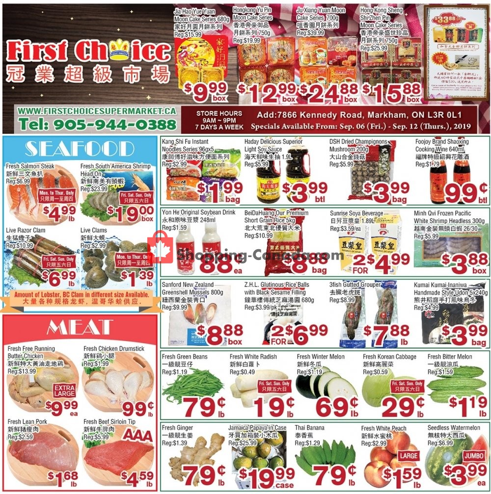 First Choice Supermarket flyer from Friday September 6, 2019 to Thursday September 12, 2019 - page 1