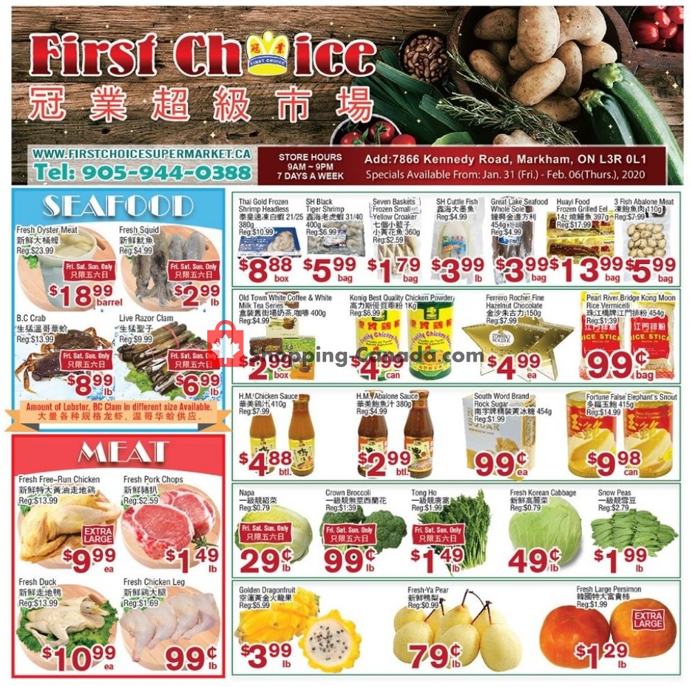 First Choice Supermarket flyer from Friday January 31, 2020 to Thursday February 6, 2020 - page 1