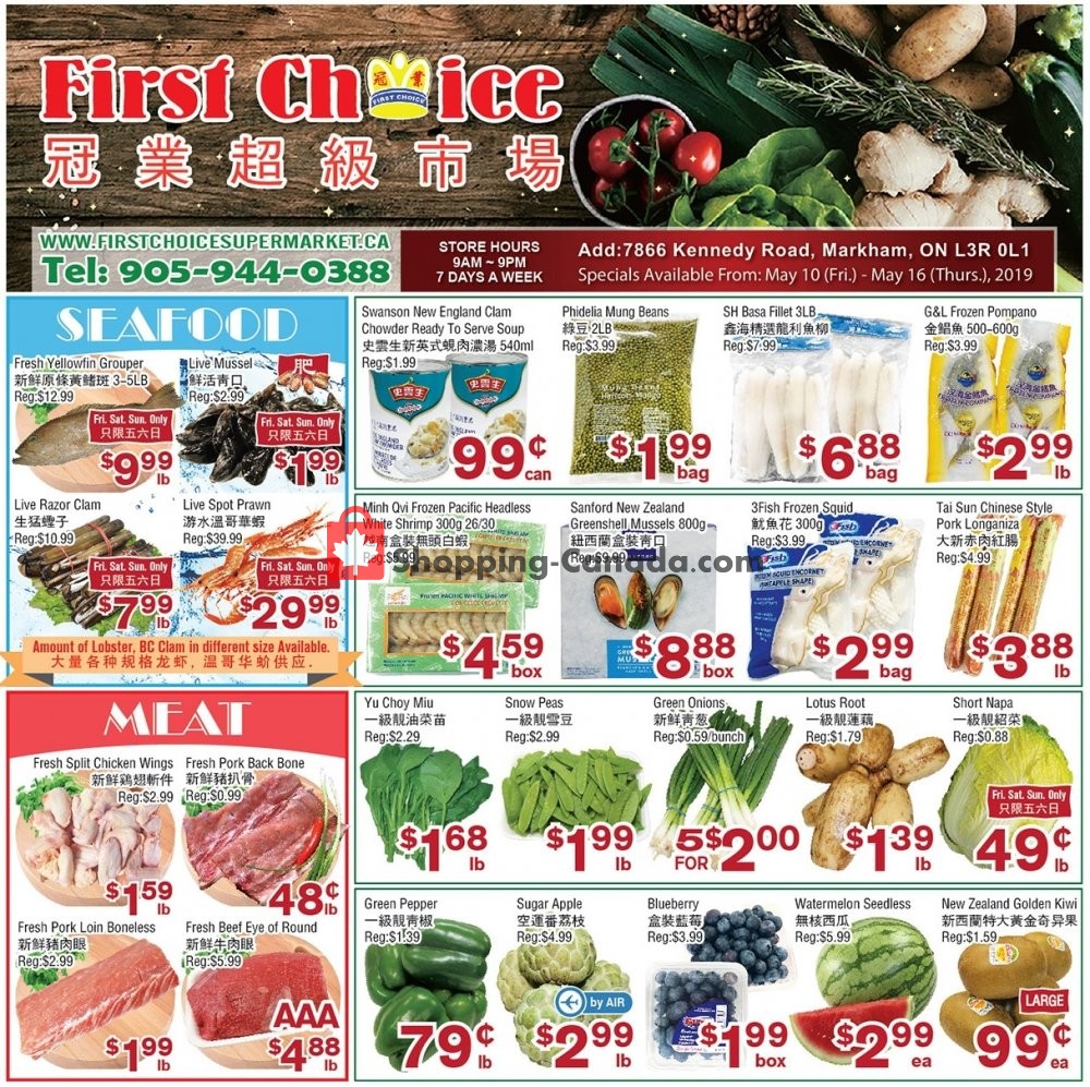 First Choice Supermarket flyer from Friday May 10, 2019 to Thursday May 16, 2019 - page 1