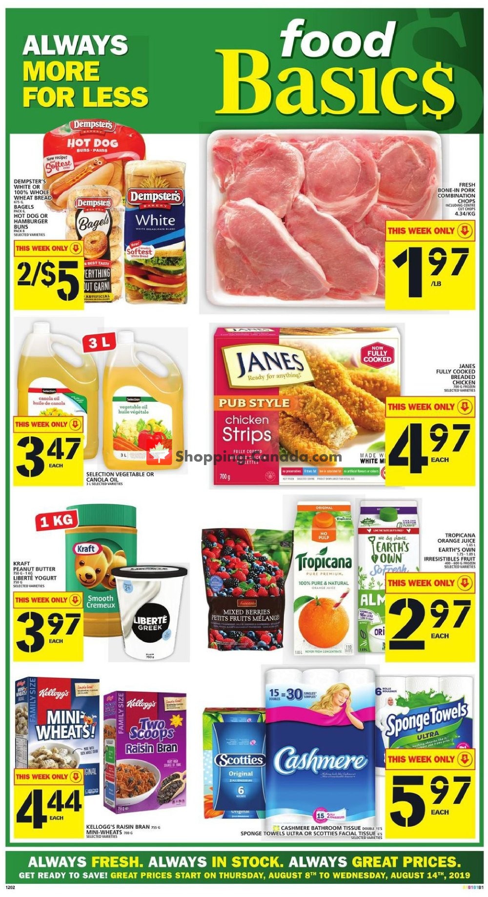 Food Basics flyer from Thursday August 8, 2019 to Wednesday August 14, 2019 - page 1