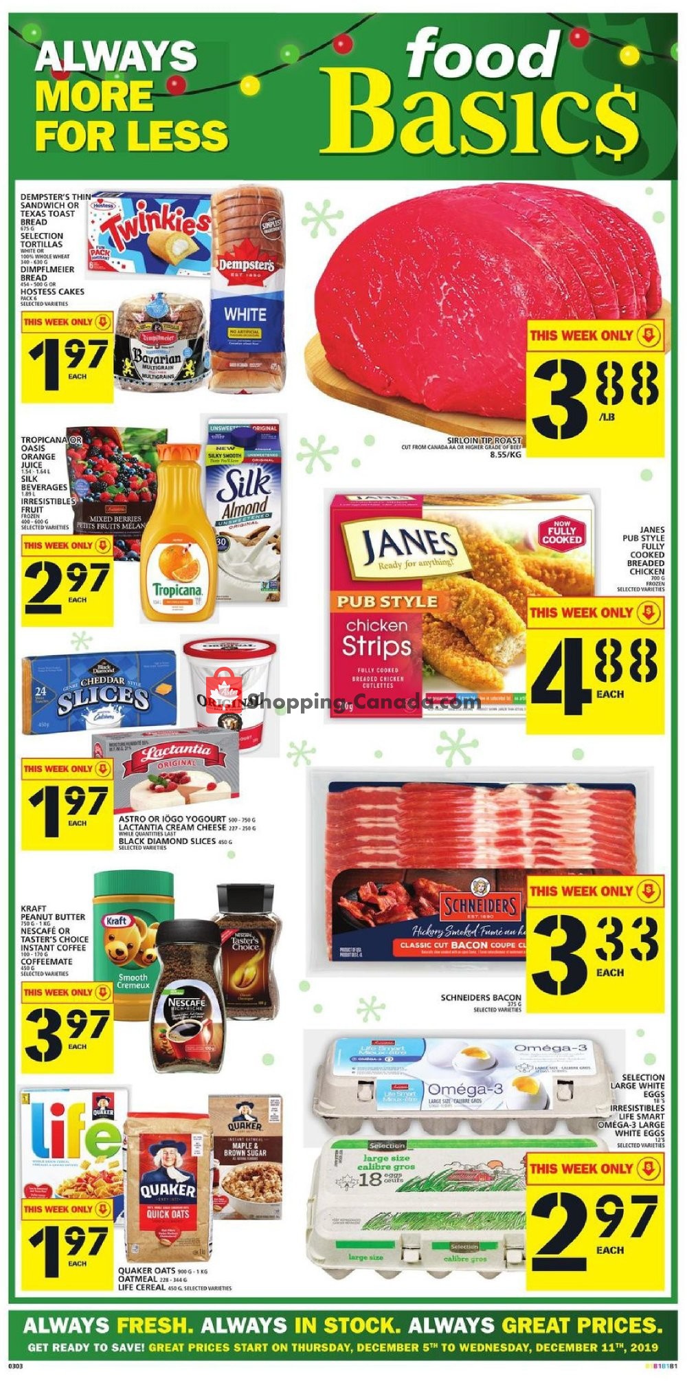 Food Basics Canada, flyer (Always More For Less) December 5 December 11, 2019 Shopping Canada