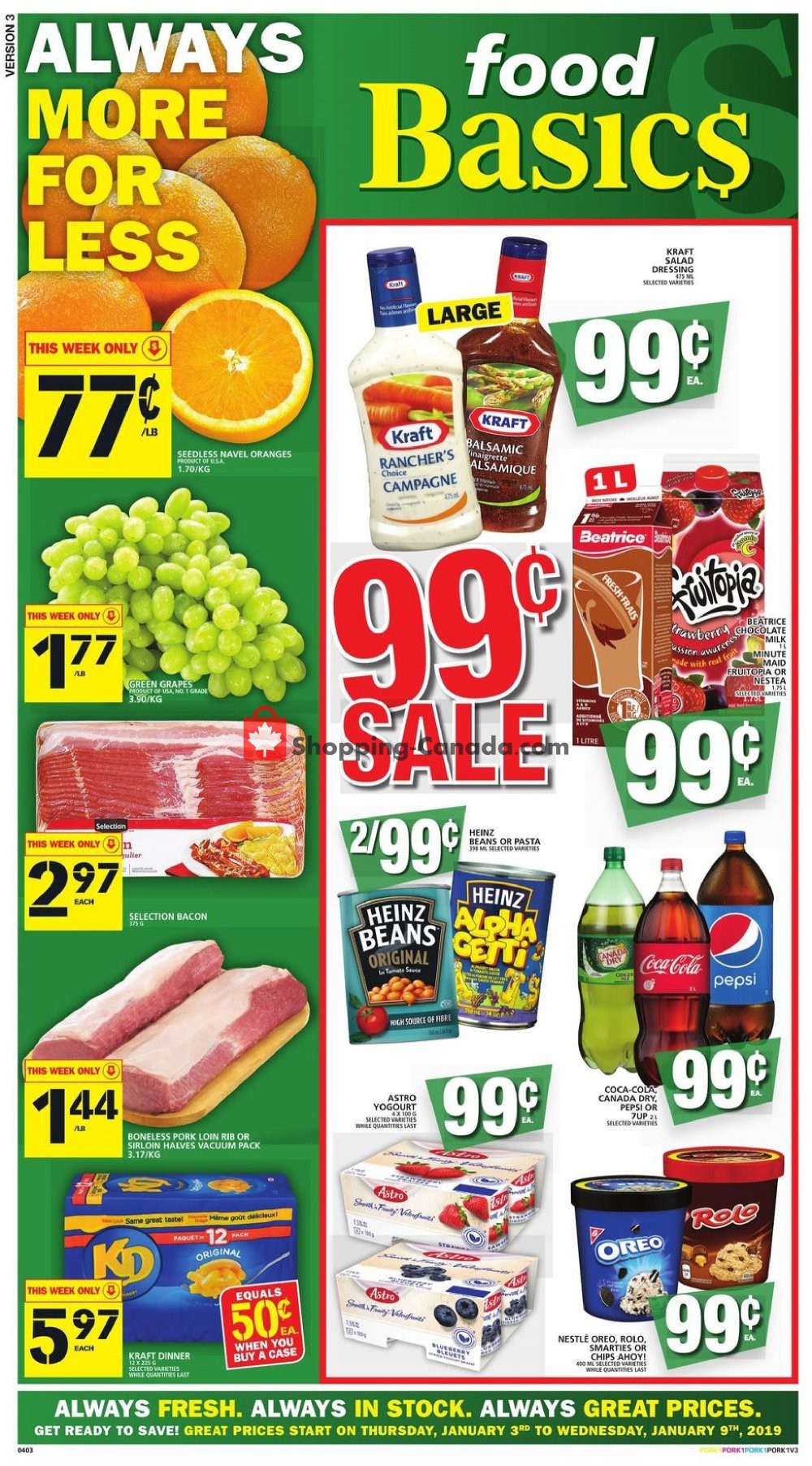 Food Basics flyer from Thursday January 3, 2019 to Wednesday January 9, 2019 - page 1