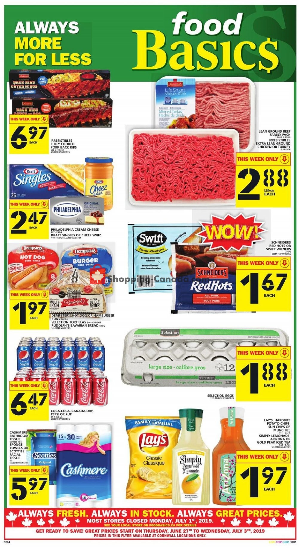 Food Basics Canada, flyer (Always More For Less) June 27 July 3, 2019 Shopping Canada