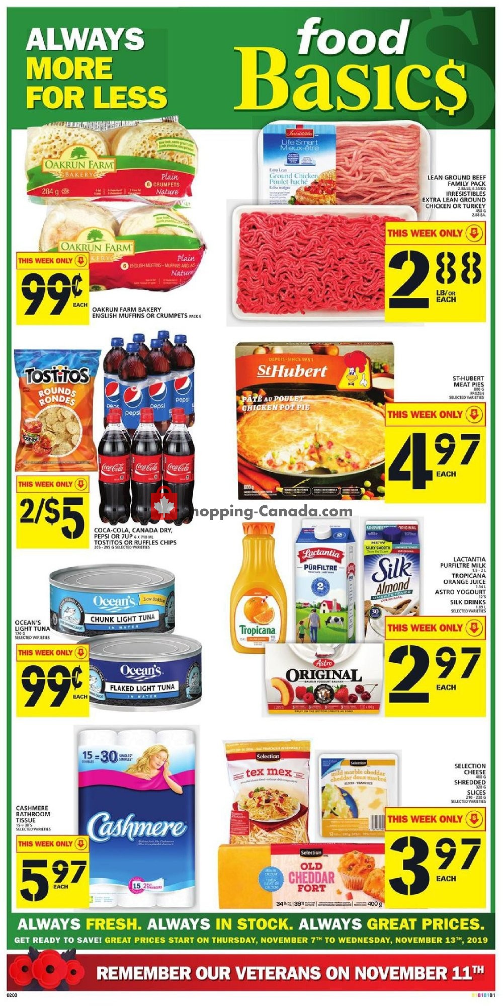Food Basics flyer from Thursday November 7, 2019 to Wednesday November 13, 2019 - page 1