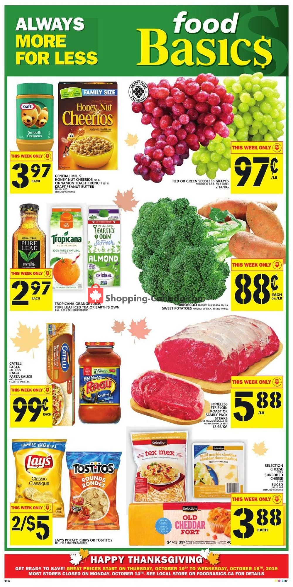 Food Basics flyer from Thursday October 10, 2019 to Wednesday October 16, 2019 - page 1