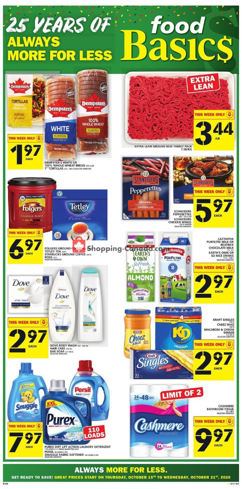 Food Basics flyer from Thursday October 15, 2020 to Wednesday October 21, 2020 - page 1