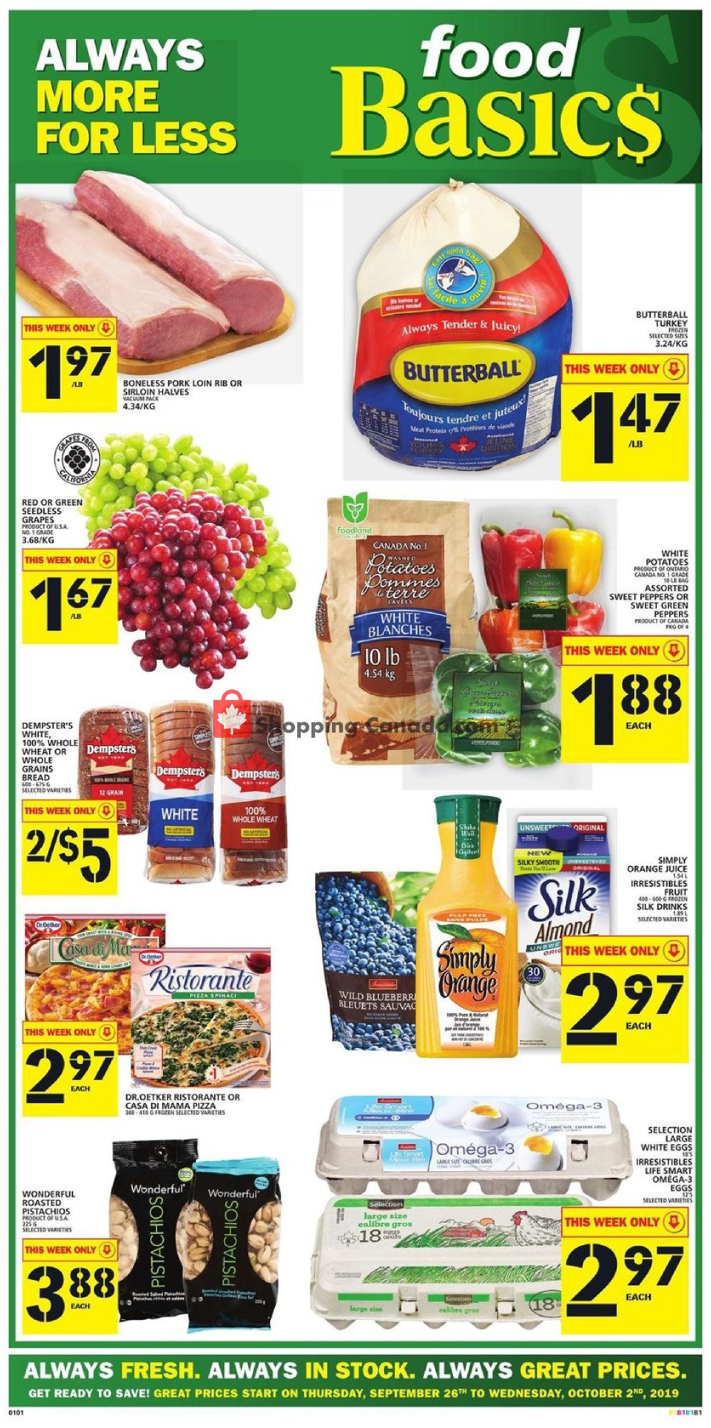 Food Basics Canada, flyer (Always More For Less) September 26
