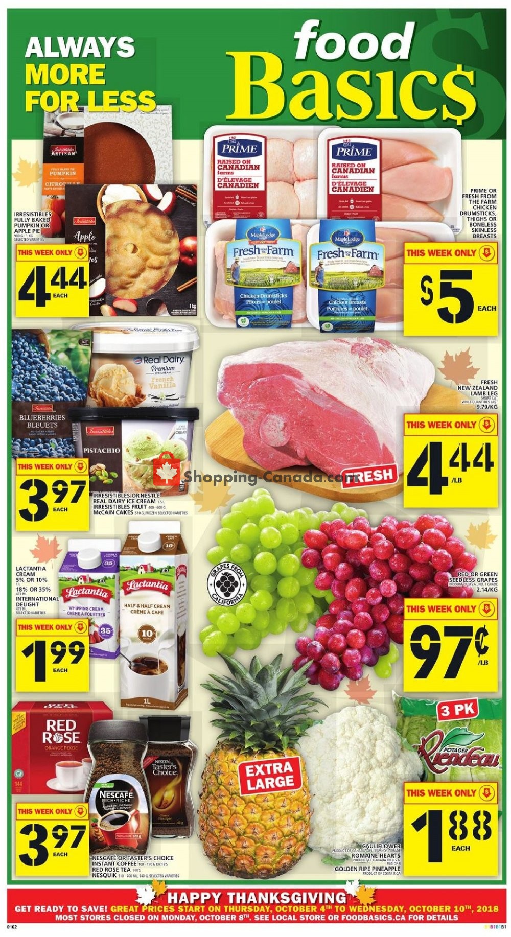 Food Basics flyer from Thursday October 4, 2018 to Wednesday October 10, 2018 - page 1